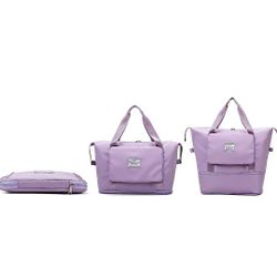 Foldable Expandable Lightweight Large Travel Duffel Bag, Sports Tote Gym Bag, Carry on Bag, Sports Duffle Bag, Shoulder Weekender Overnight Bag for Wo