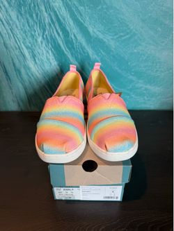 Tom’s Alpargata candy pink gradient glitter size 6 youth