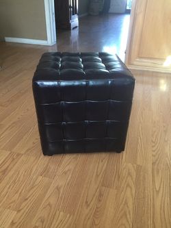 Brown square leather stool