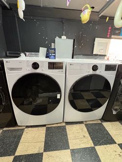 LG ThinQ Front-Load Washer and Dryer Set