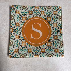 6x6 Glass “S” Initial Plate