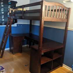 Twin Bunk Bed With Computer Desk ....Free Free 