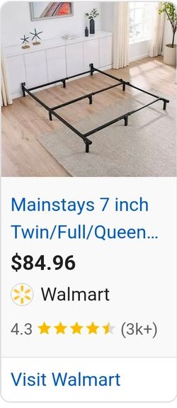 Mainstays 7" Twin/Full/Queen Size Adjustable Metal Bed Frame
