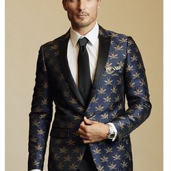 Tuxedo Jacket& Pants & Bow tie - Slim - Navy Iconic Bees