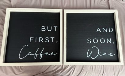But First Coffee And Soon Wine Wall Signs Set