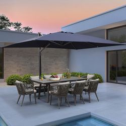 New PURPLE LEAF 10' X 13' Patio Umbrella Large Rectangle Outdoor Aluminum Offset Umbrella with 360-degree Rotation Cantilever Umbrella for Garden Deck