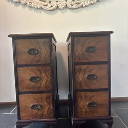 Pair of Narrow Nightstands / End Tables – Refinished