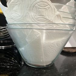 7 Big Clear Glass Bowls 