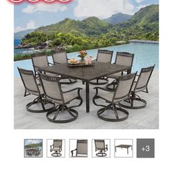 Outdoor Dining Set 9 Pc Sling 
