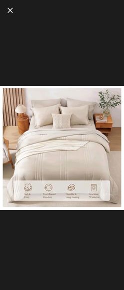Monbix Full Size
Comforter Sets- 7 Pieces Beige