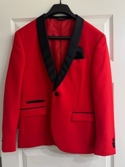 Red Tuxedo Blazer with Black Lapels