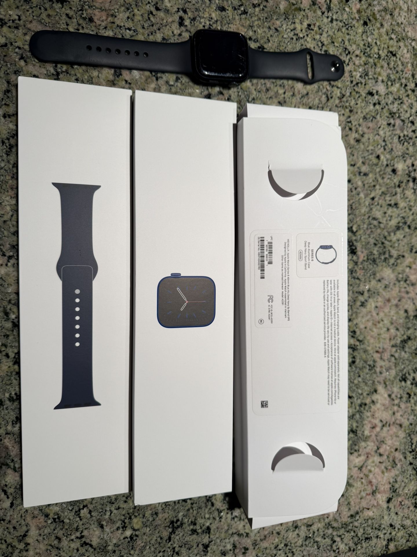Apple Watch Series 6 40mm Blue Aluminum Case Deep Navy Sport Band