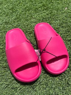 Hot Pink Vegan Slides