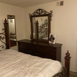 King Size Bedroom Set (Bed Frame, Bed + Dresser with Mirror)