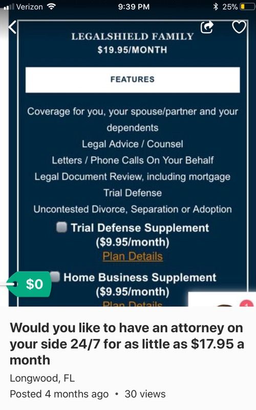 Awesome legal presentation 24/7 ! Have an attorney on your side 24/7 for as little as $19.99