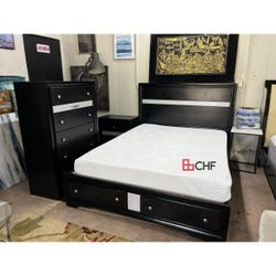 queen  or king size bed frame  with 2 storage drawer // mattress sold separately 