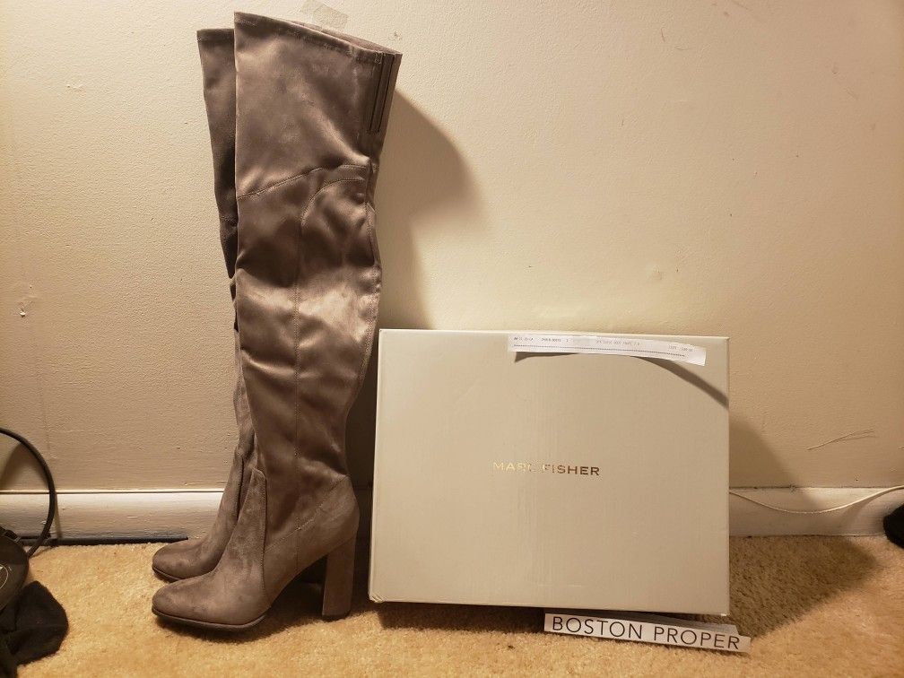 Marc Fisher Over the Knee Boots - Taupe Suede 7.5 (Brand New)