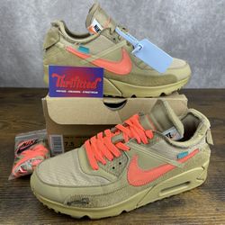 Nike Air Max 90 x OFF-WHITE Desert Ore 2019 Size 7.5 AA7293-200 Beige Men’s Shoes OG Rare Designer Virgil Abloh