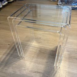3 x small acrylic end tables