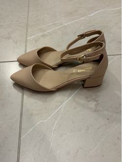 Brand New ALDO Beige Pointed-Toe Ankle-Strap Block Heels Size 5