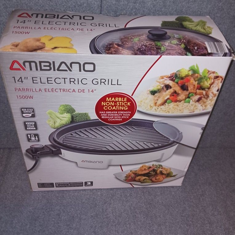 AMBIANO 14" ELECTRIC GRILL INDOOR/OUTDOOR COOKING