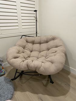 Papasan Chair with Cushion Black Metal Frame