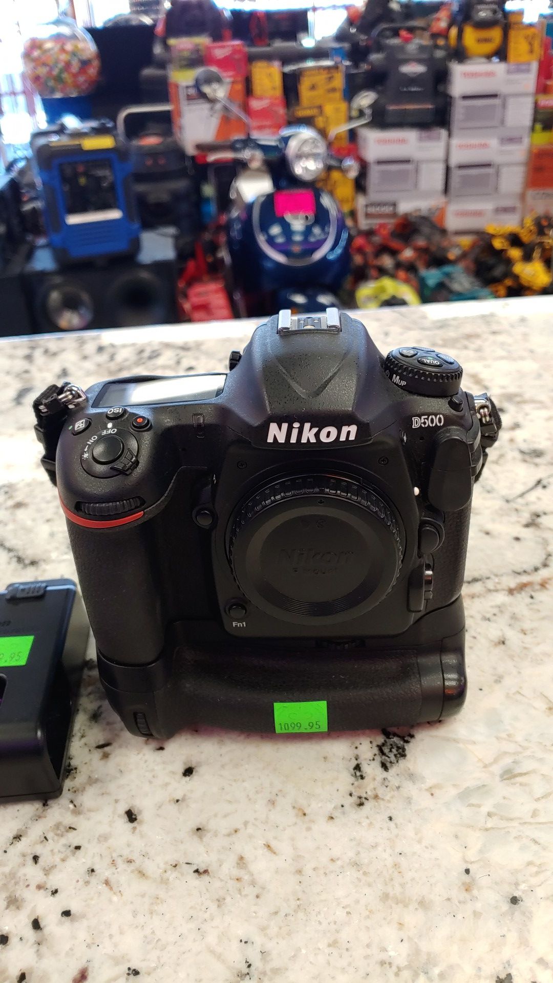Nikon D500 Digital Camera Body with 2 Batteries, charger and bottom mount piece