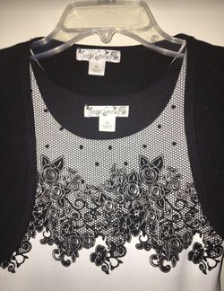 Girls Formal Holiday Party Embroidered Black & Off White Ivory Dress w/ Crop Jacket SZ 10 Thumbnail