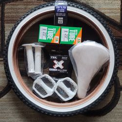 NEW Bicycle Bmx Parts Bundle 20" White Classic