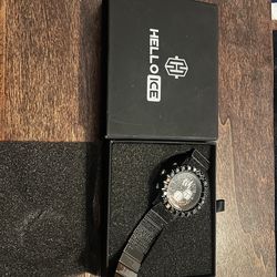 Helloice Iced Round gCut Luminous Men's Watch - Black Gold - With Box