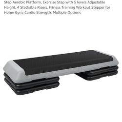 $50 Brand New Step Aerobic Platform, Exercise Step with 5 levels Adjustable Height, 4 Stackable Risers, Fitness Training Workout Stepper for Home Gym,