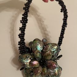 Black  Pearl &  Abalone Shell  Necklace 20’