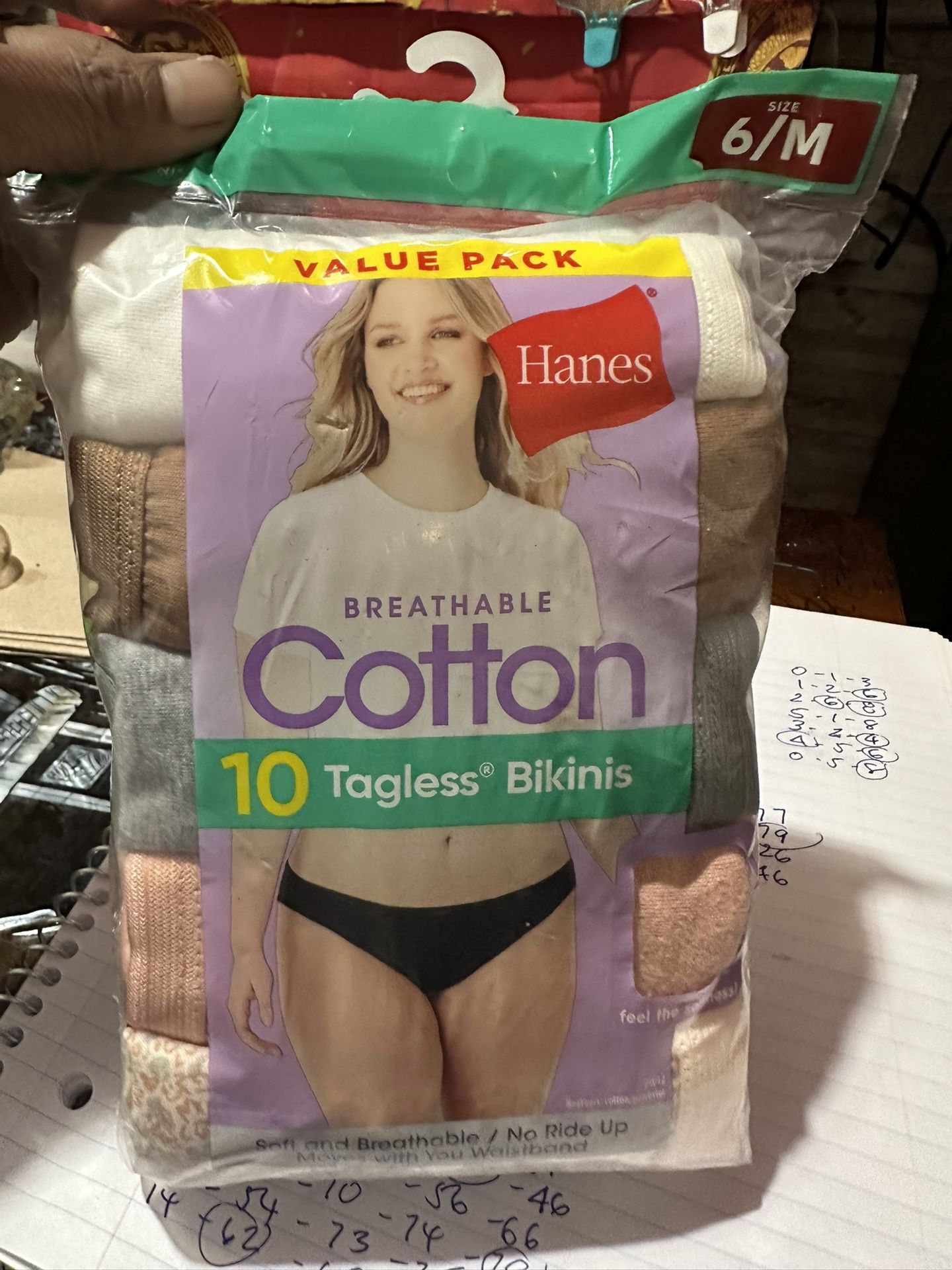 Hanes Tagless Bikinis 10 Pack Size. 6/M