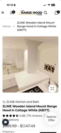 ZLINE Wooden Island Mount Range Hood Cottage White