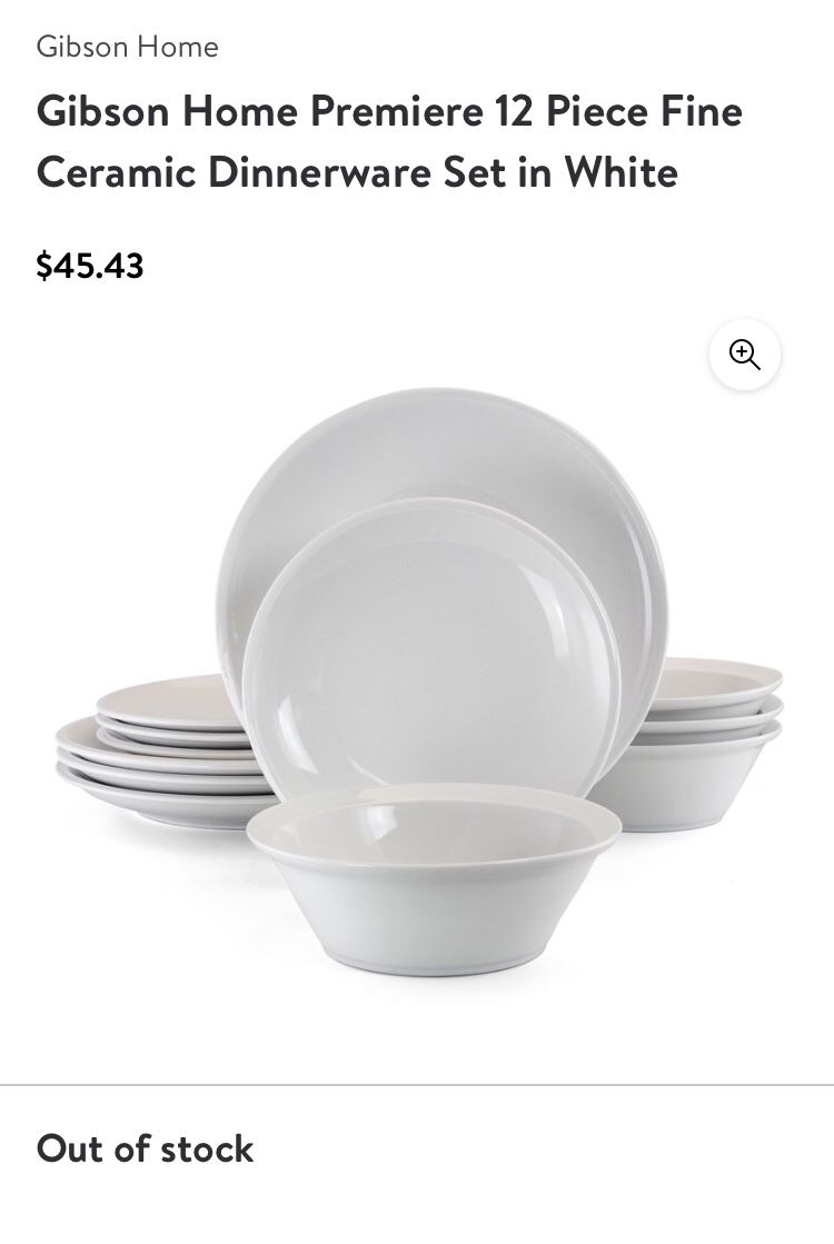 Gibson Home Premiere 12 Piece Fine Ceramic Dinnerware Set