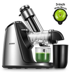 NEW AICOOK Cold Press Juicer Extractor - Easy Clean Ceramic Auger with Ice Cream Maker