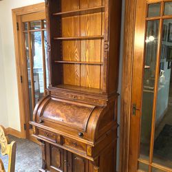 Antique Walnut Roll top Bookcase 