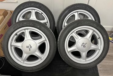 5.0 Mustang Foxbody 4 Lug 17" Staggered Pony R Rims W/ Almost New Falken Radials