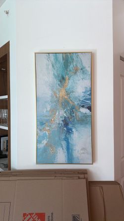 Abstract Blue & Gold Wall Art – 21x41