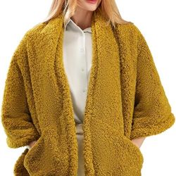 Shawl Blanket Faux Fur Teddy Bear Claw - Wearable, Dark Green