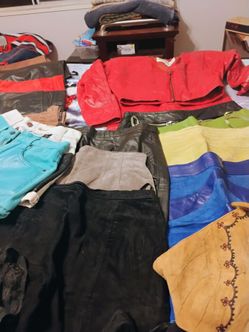 Women's leather clothing.  Pants, skirts, vests, shorts.  Sizes 2 through 8.