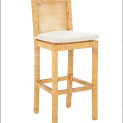 SAFAVIEH "Tojo" Natural/White 29" Bar/Seat Height -Wooded Bar Stool (Brand New)