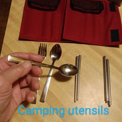 #147...Camping Fork And Spoon And ChopStick Set