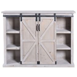 Gray Wood Rustic Farmhouse Sliding Barn Door Console / Coffee Bar