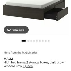 Queen bed frame/2 storage boxes