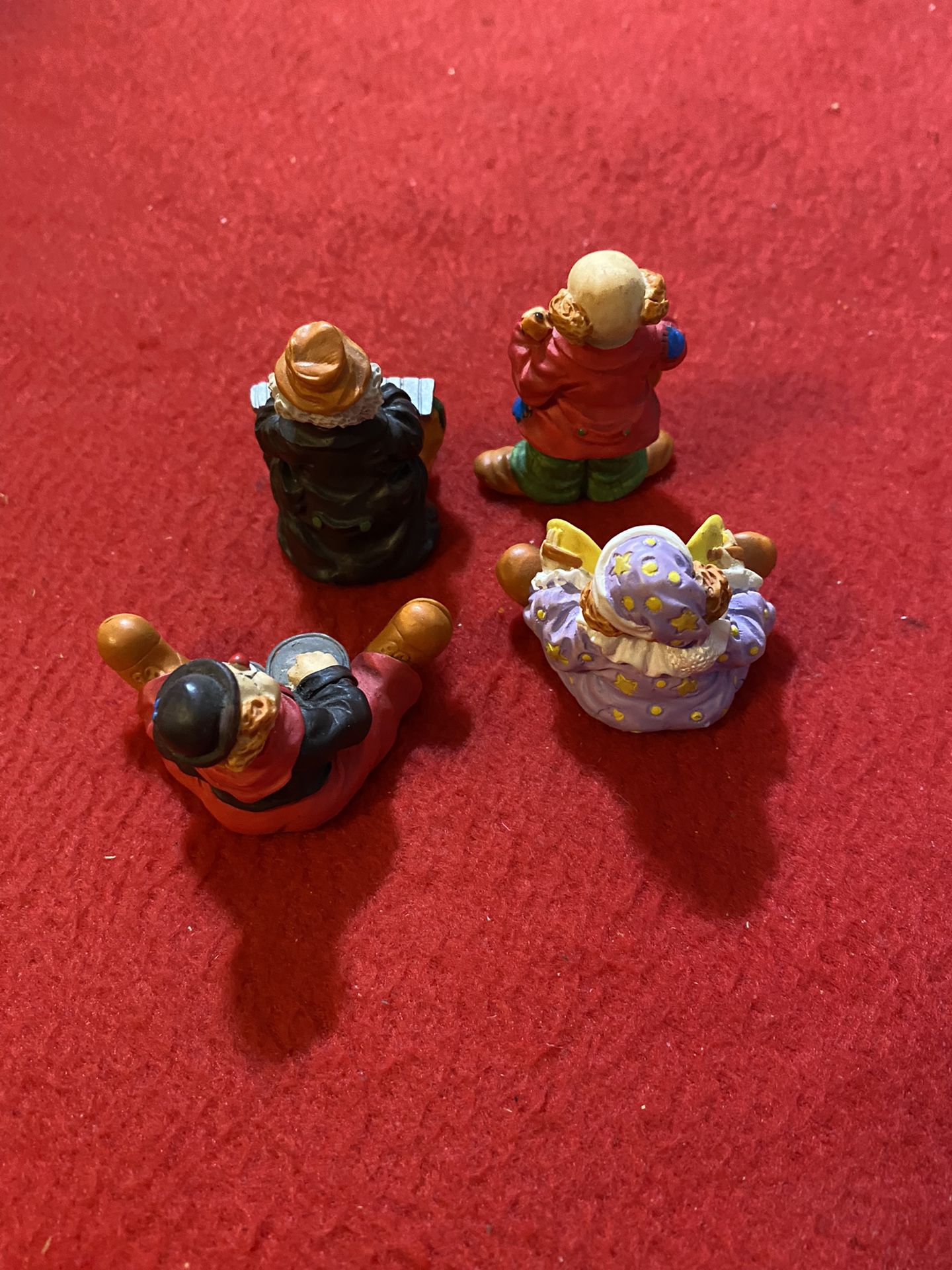 Set Of 4 Miniature Musician Clown Figurines