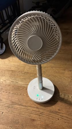 White Pedestal Desk Fan with LED Controls