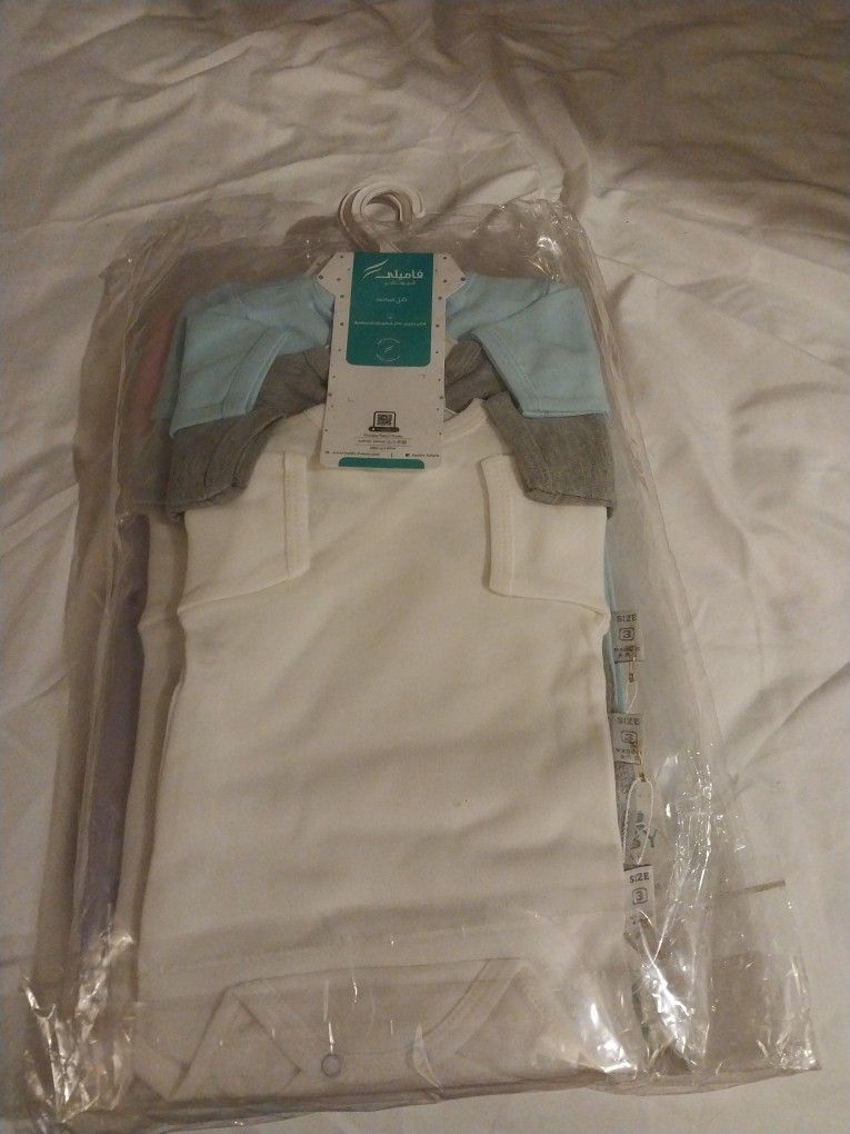 Silver Light Baby girls' and Boys' bodysuits Egyptian Cotton for the set of 3