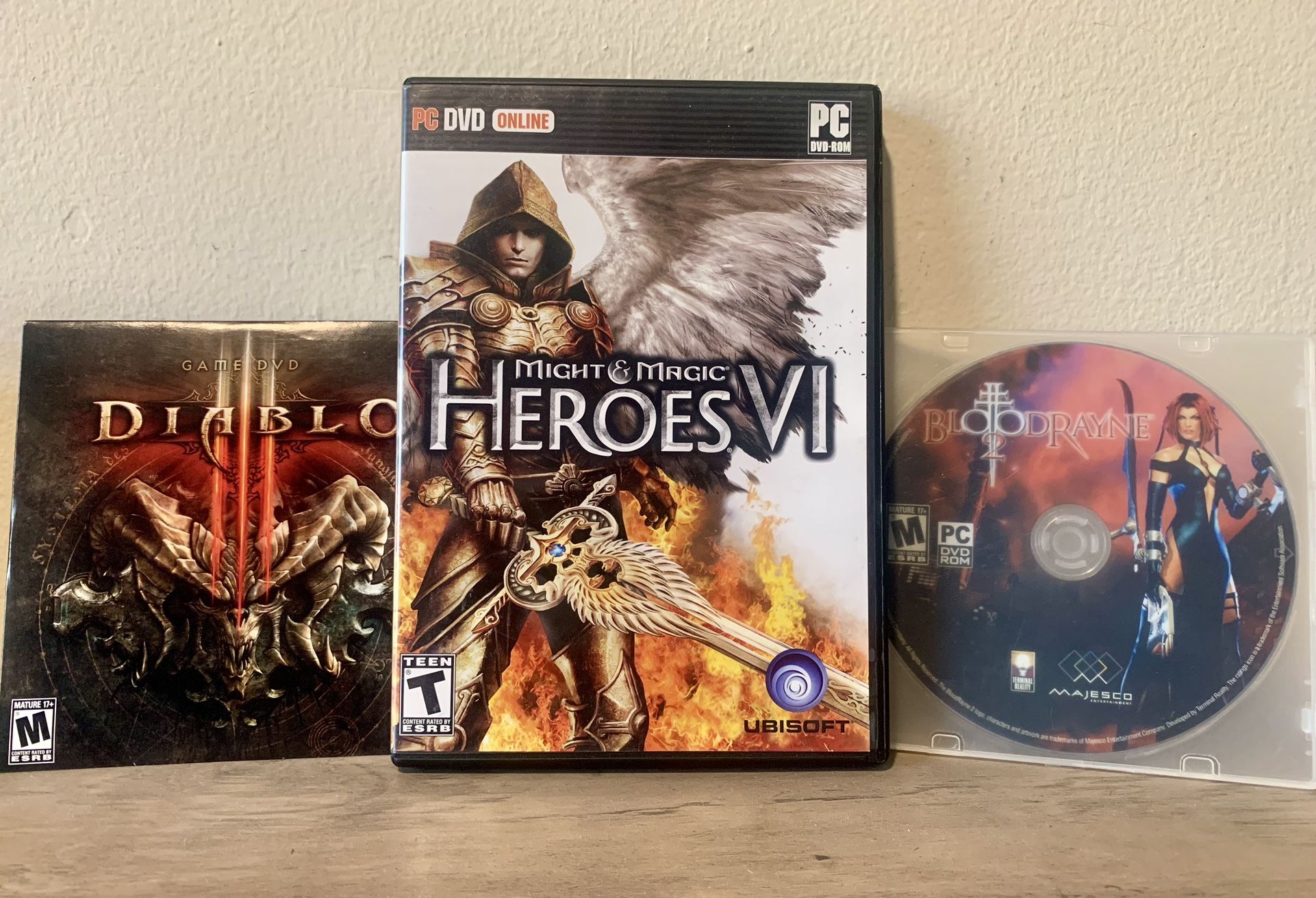 3 Computer Games Diablo3,Bloodrayne,Heroes VI