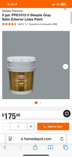 (3) Steeple Gray Glidden Premium Satin Exterior Paint Plus Primer 4.5 Gal.